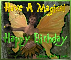 MySpace Fantasy Art Birthday Comment - Animated Fairy with Wings